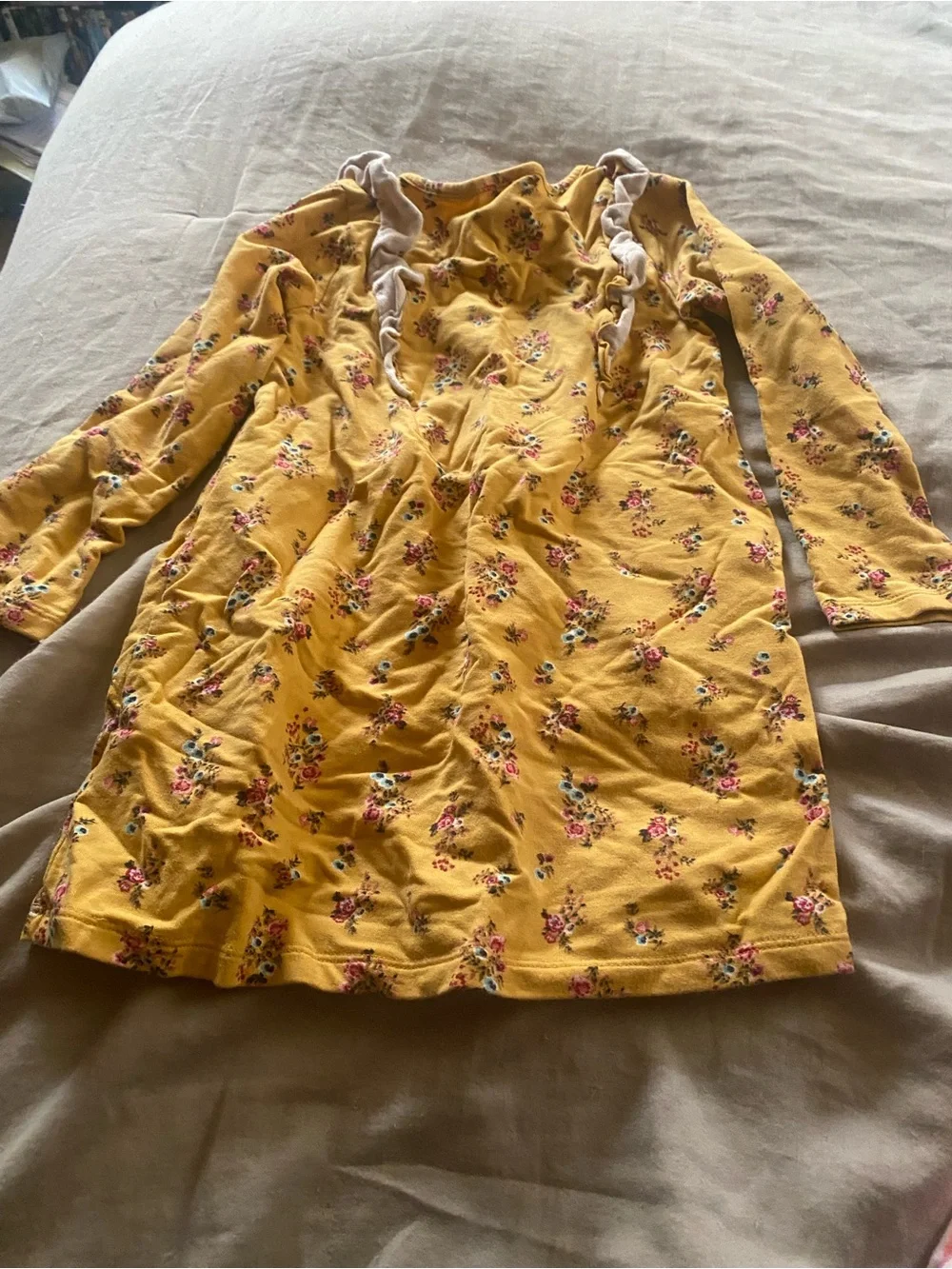 wonder nation Yellow‎ Floral Long Sleeve Girls Nightgown